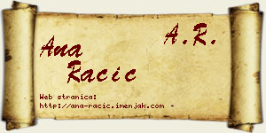 Ana Racić vizit kartica